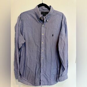 Ralph Lauren Mens 16.5 neck 34/35 sleeve in navy pinstripe